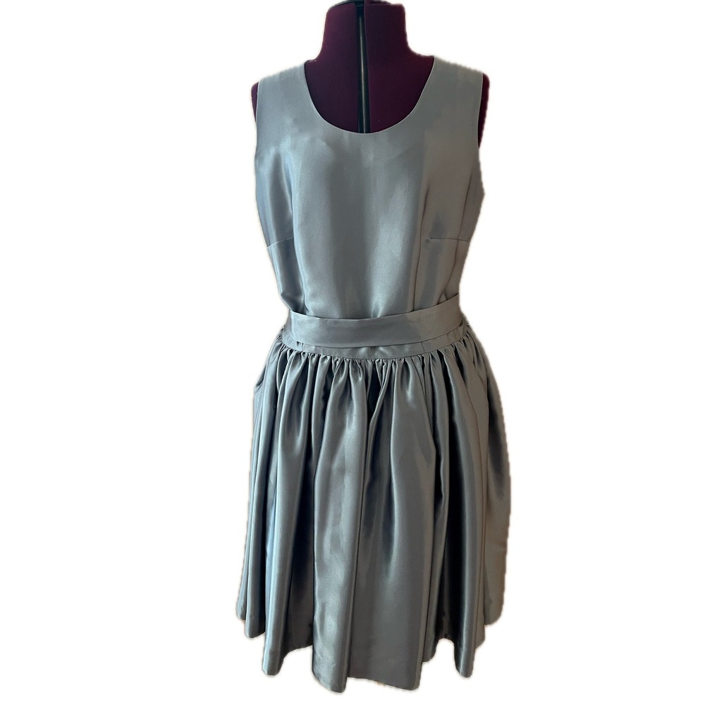 Vintage Handmade Silver y2k Sleeveless Fit and Flare Cocktail Party Dress Sz M